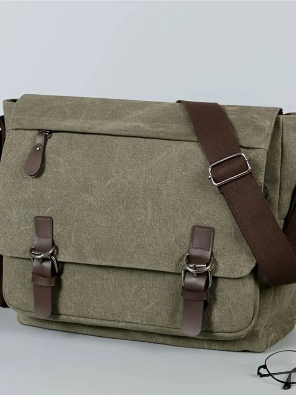 Retro Canvas Messenger Bag Large Capacity Casual Crossbody Shoulder Satchel